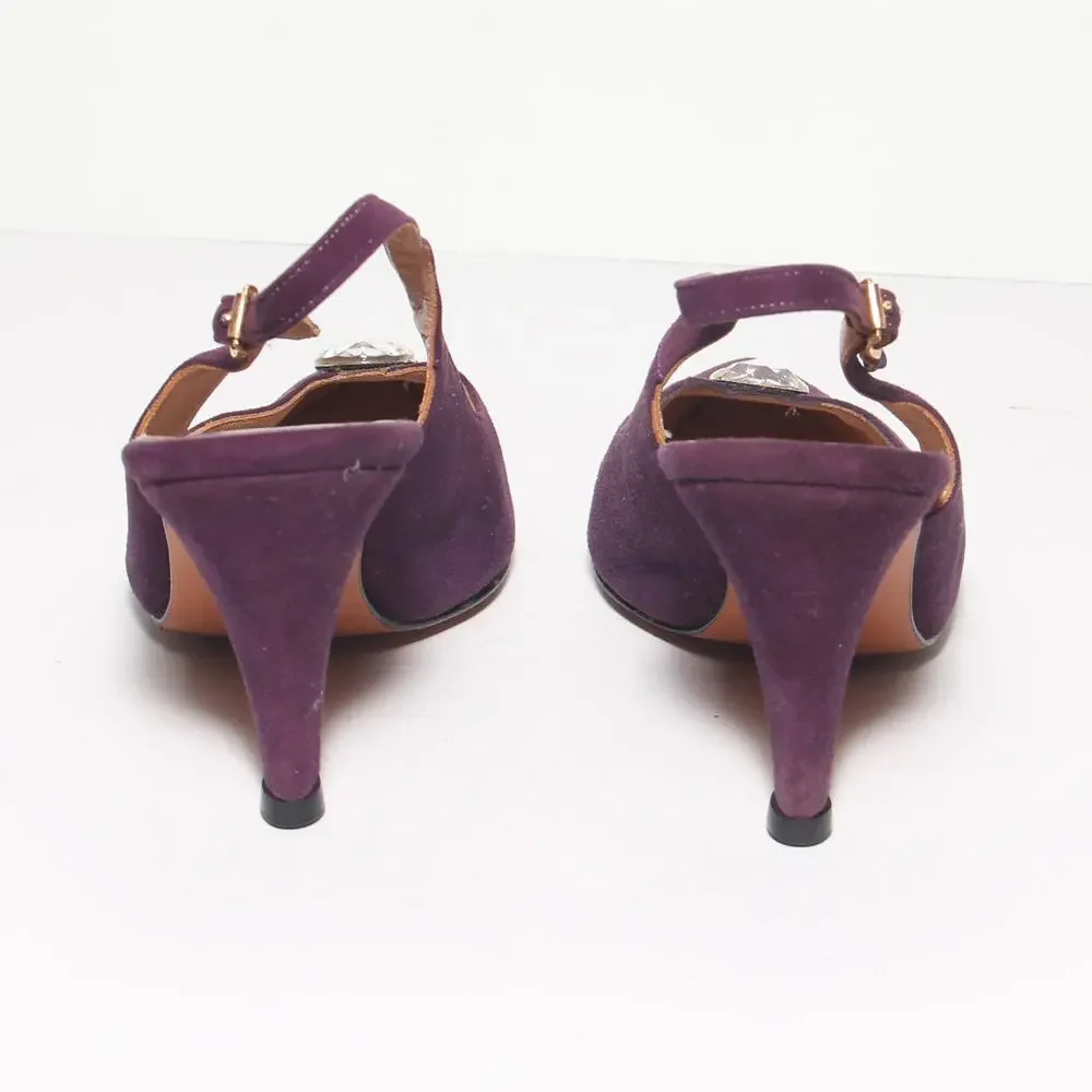 Vintage Doris Jene Purple Suede Slingback Pumps Heels Size 6.5M - Picture 4 of 8